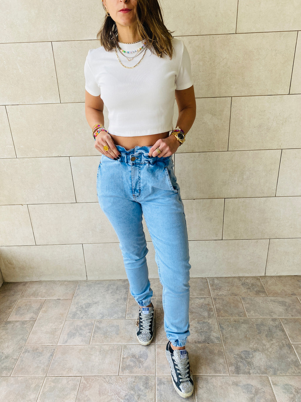 Paperbag Cuffed Jeans