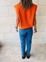 Orange Sleeveless Knit Vest