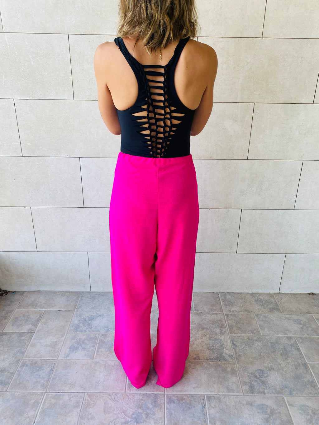 Fuchsia Linen Beach Pants