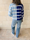 Blue Colorblock Knit Pullover