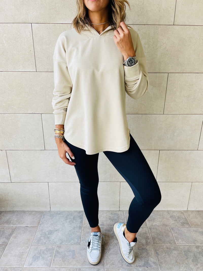 Beige Racer Back Sweatshirt