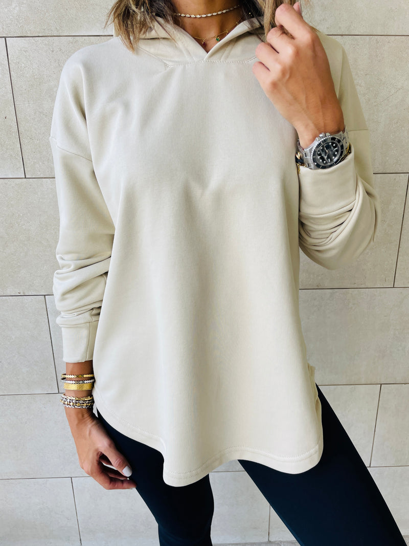 Beige Racer Back Sweatshirt
