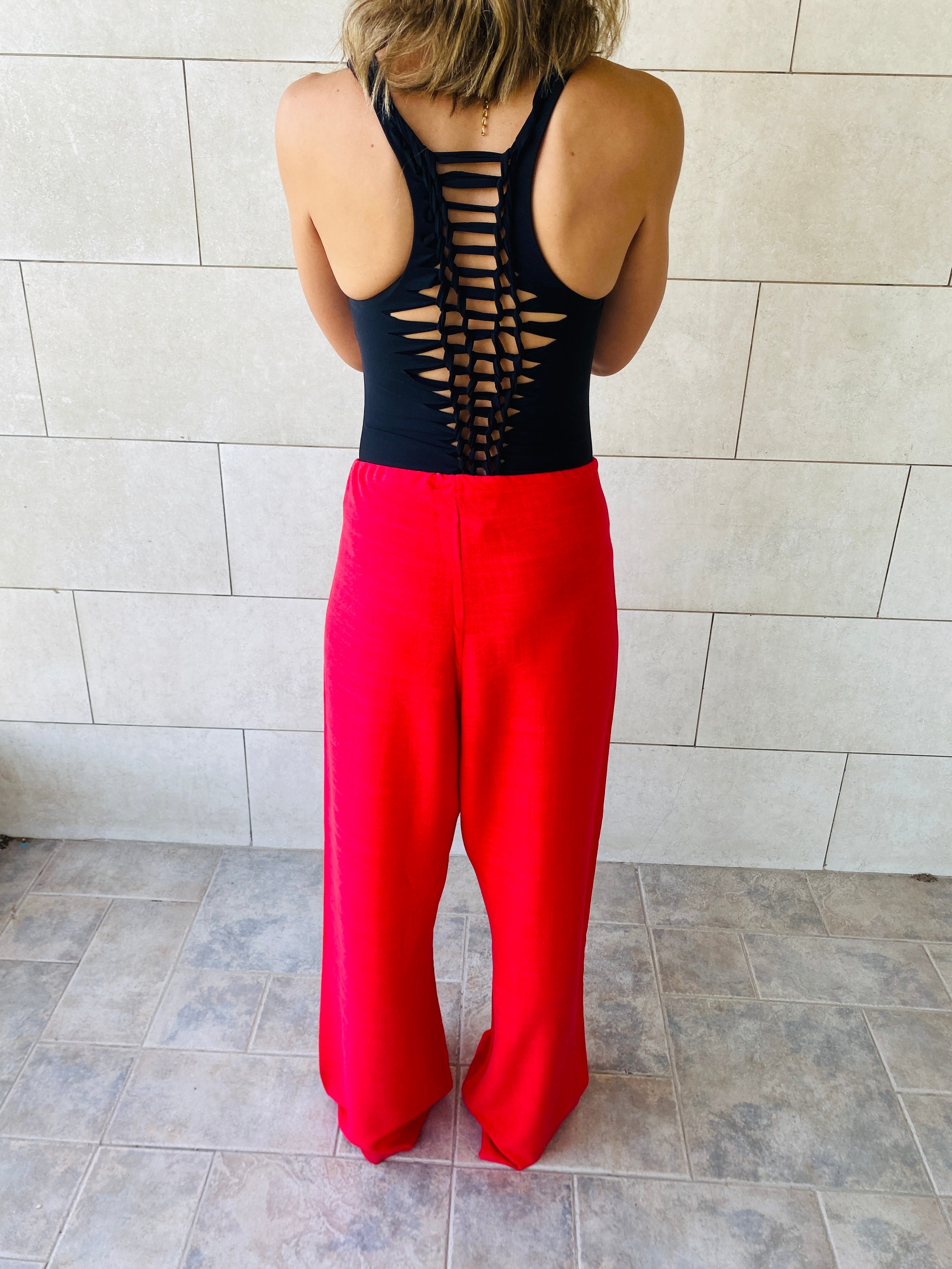 Red Linen Beach Pants