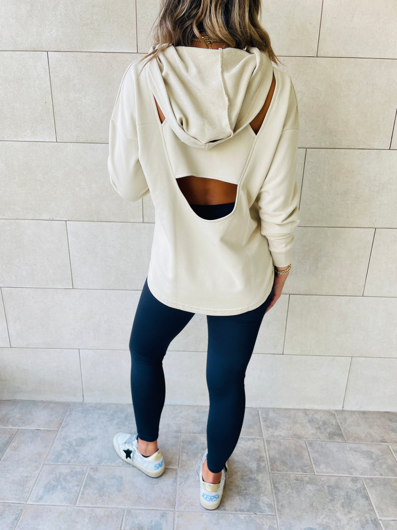 Beige Racer Back Sweatshirt