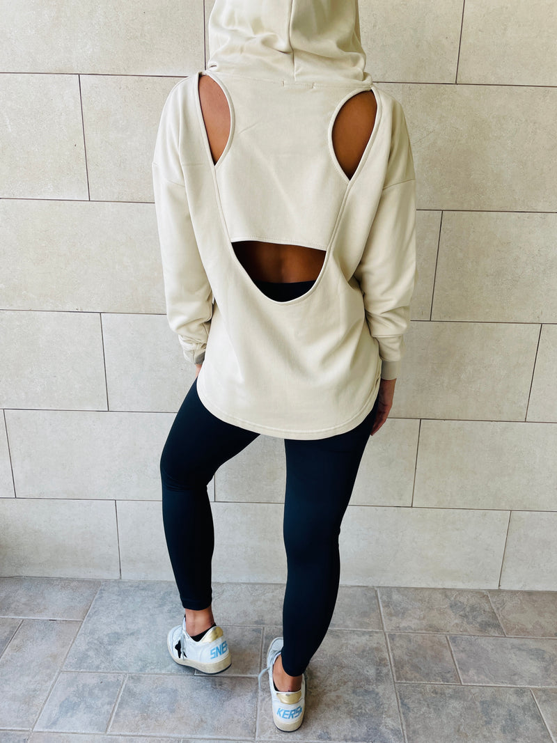 Beige Racer Back Sweatshirt