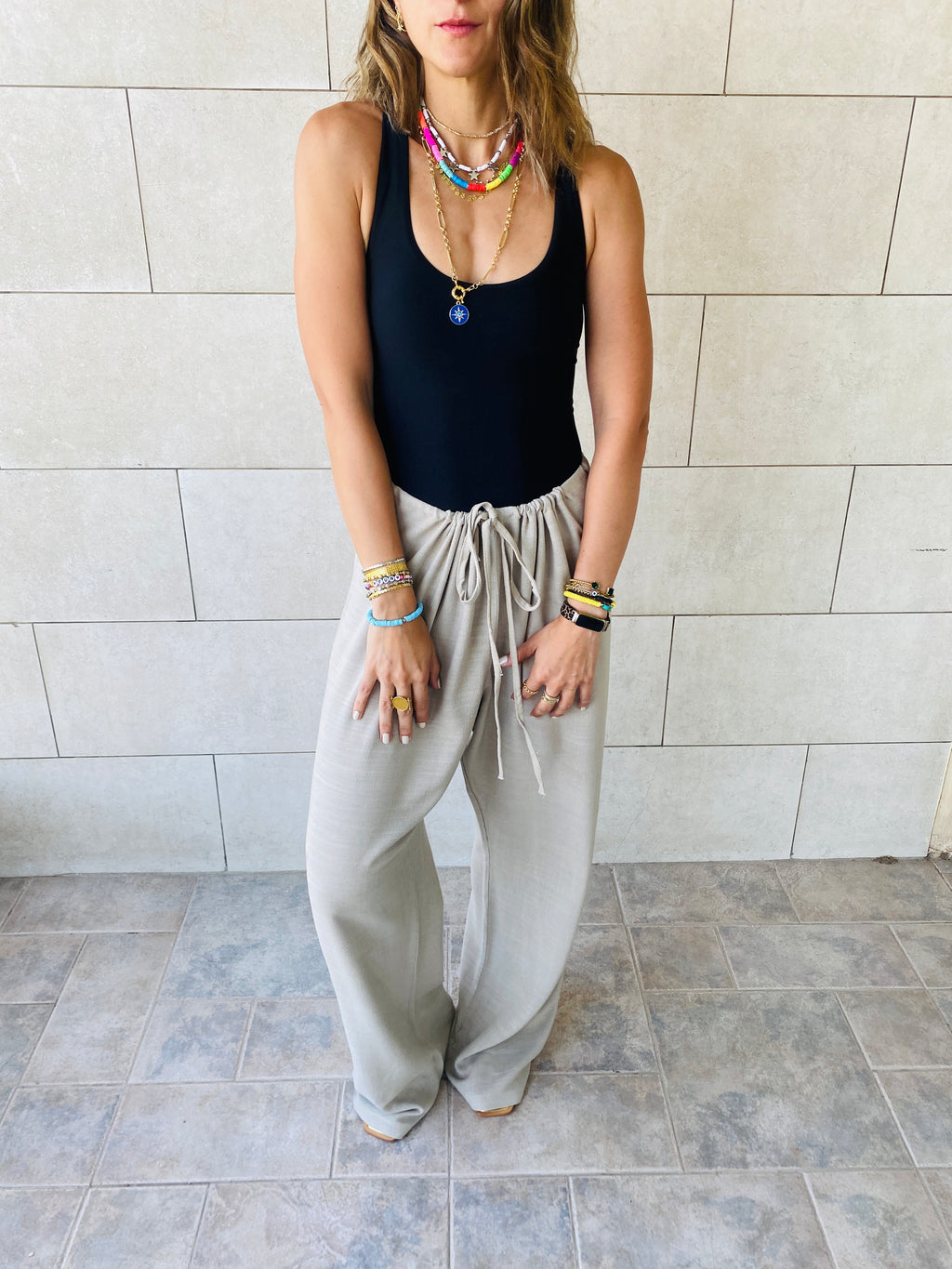 Taupe Linen Beach Pants