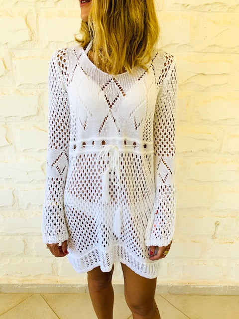 White Crochet Beach Dress