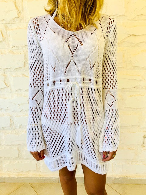 White Crochet Beach Dress
