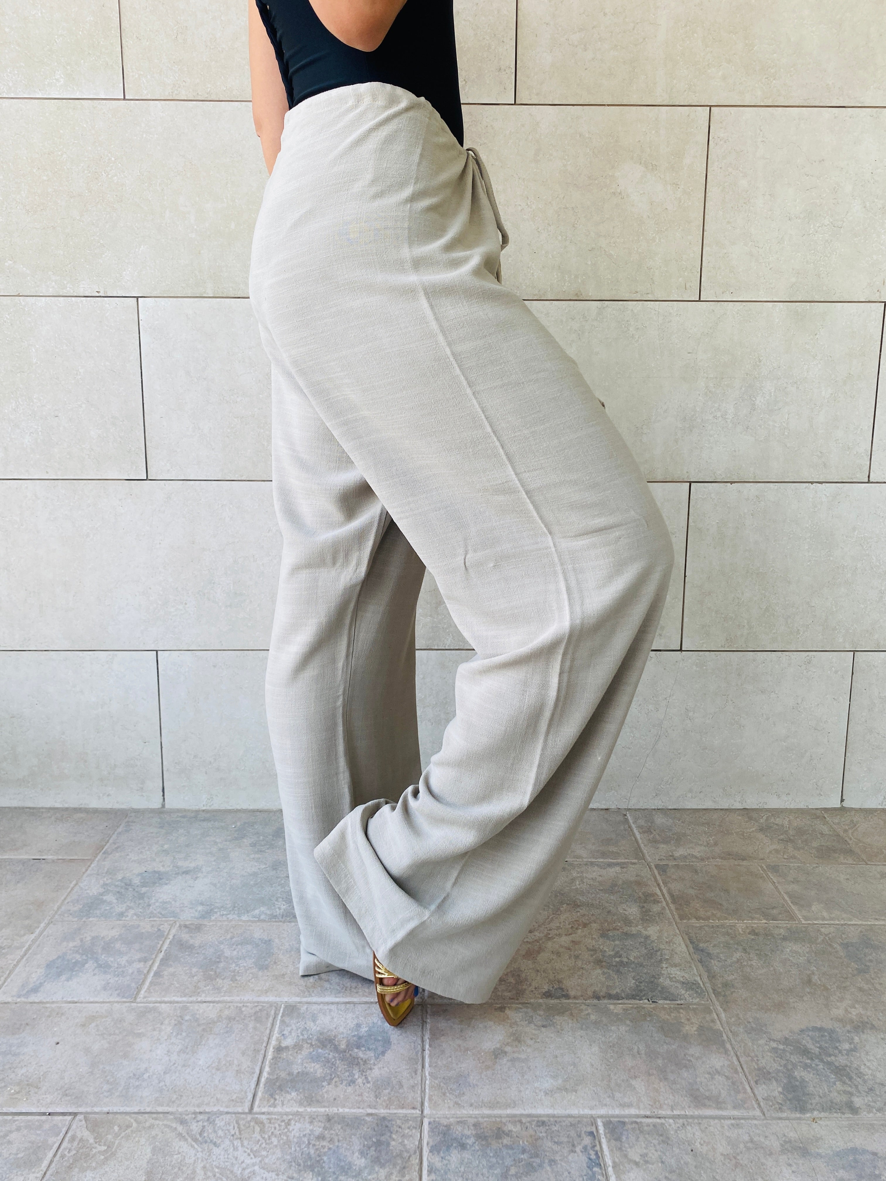 Taupe Linen Beach Pants
