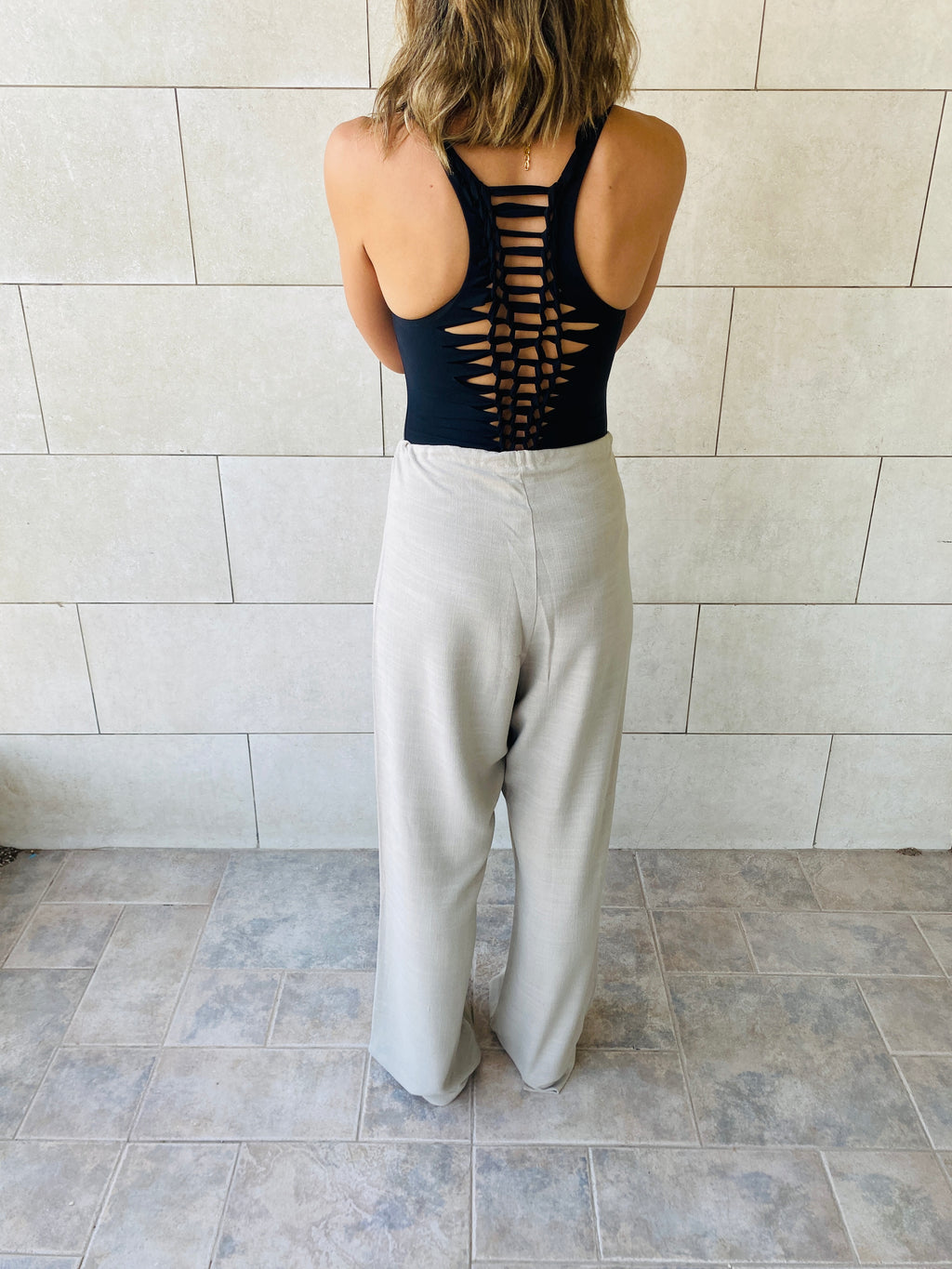 Taupe Linen Beach Pants