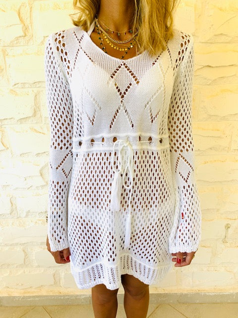 White Crochet Beach Dress