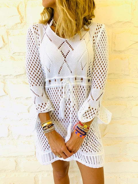 White Crochet Beach Dress