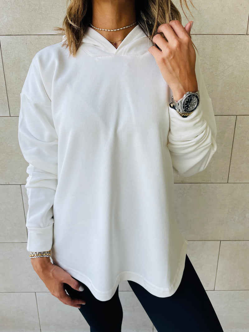 White Racer Back Sweatshirt