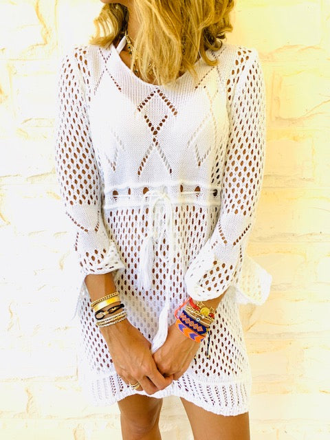White Crochet Beach Dress