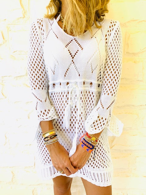 White Crochet Beach Dress