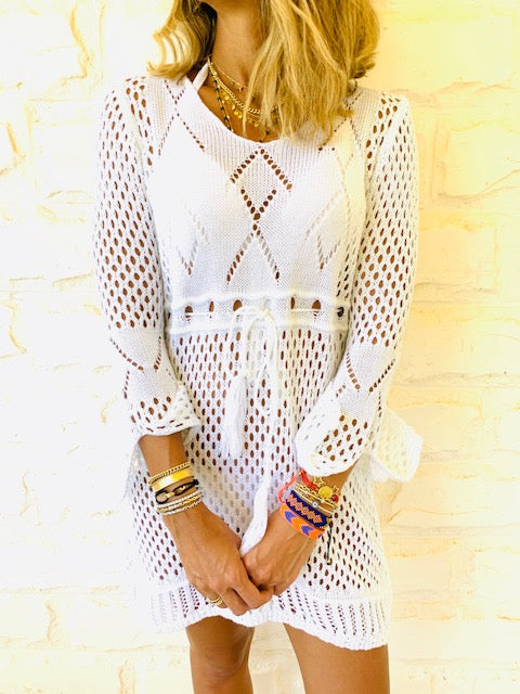 White Crochet Beach Dress