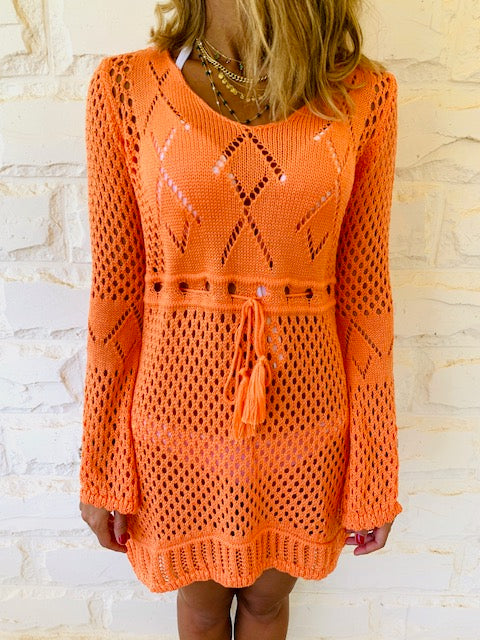 Orange Crochet Beach Dress