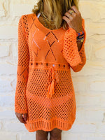 Orange Crochet Beach Dress