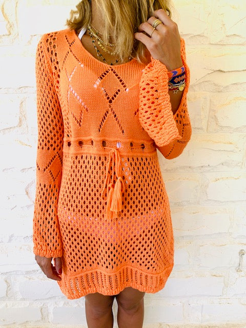 Orange Crochet Beach Dress