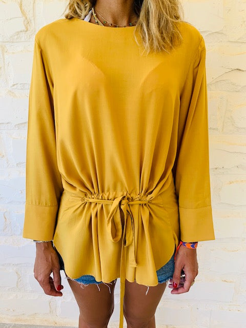 Mustard Tie Waist Top