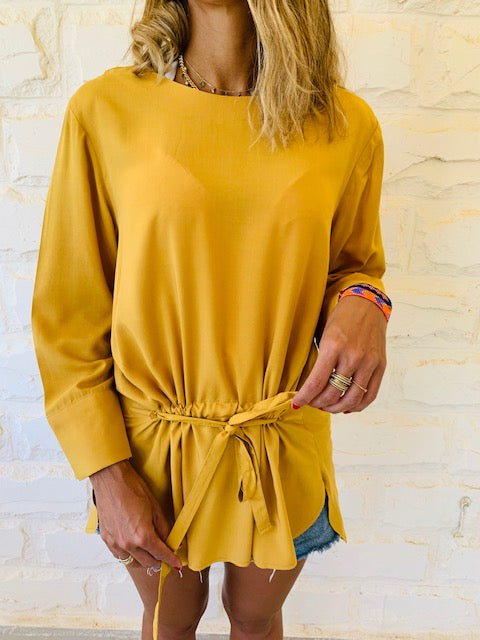 Mustard Tie Waist Top