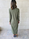 Olive Long Sleeve Ribbed Dress