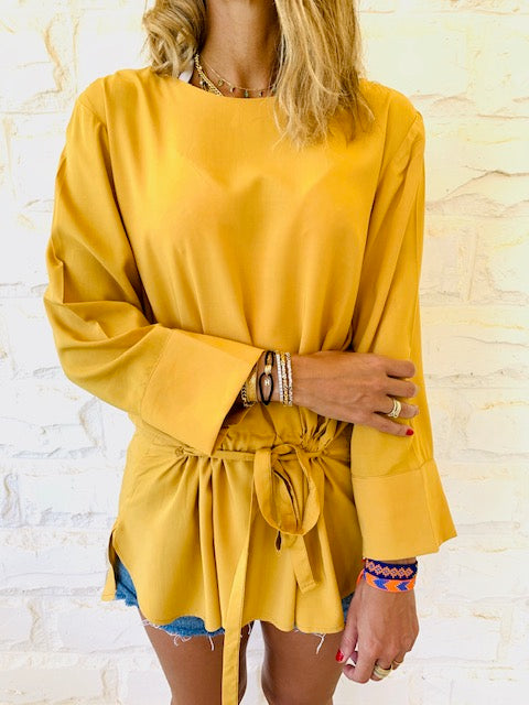 Mustard Tie Waist Top