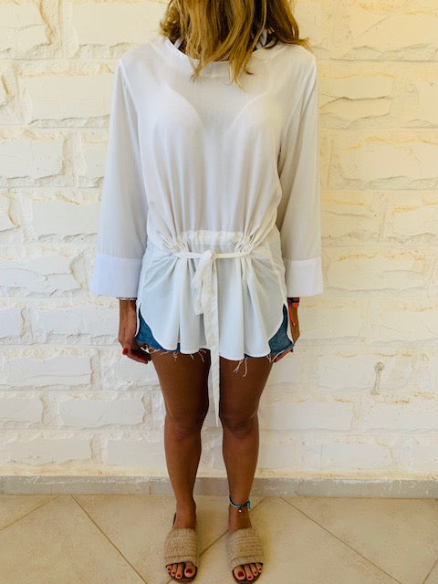 White Tie Waist Top