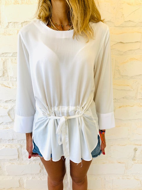White Tie Waist Top