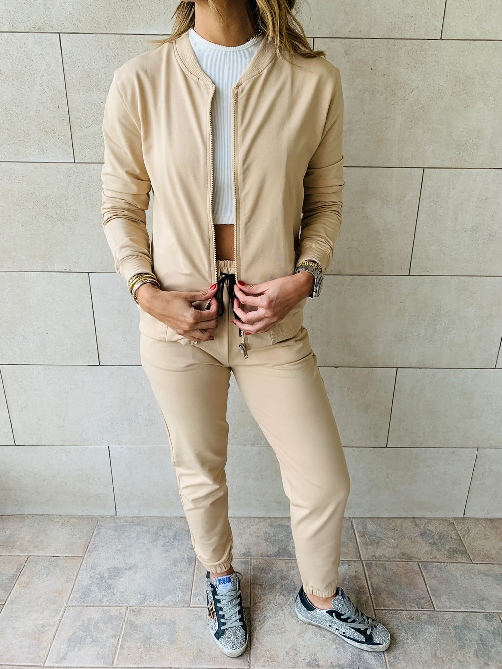 Beige Bomber Set