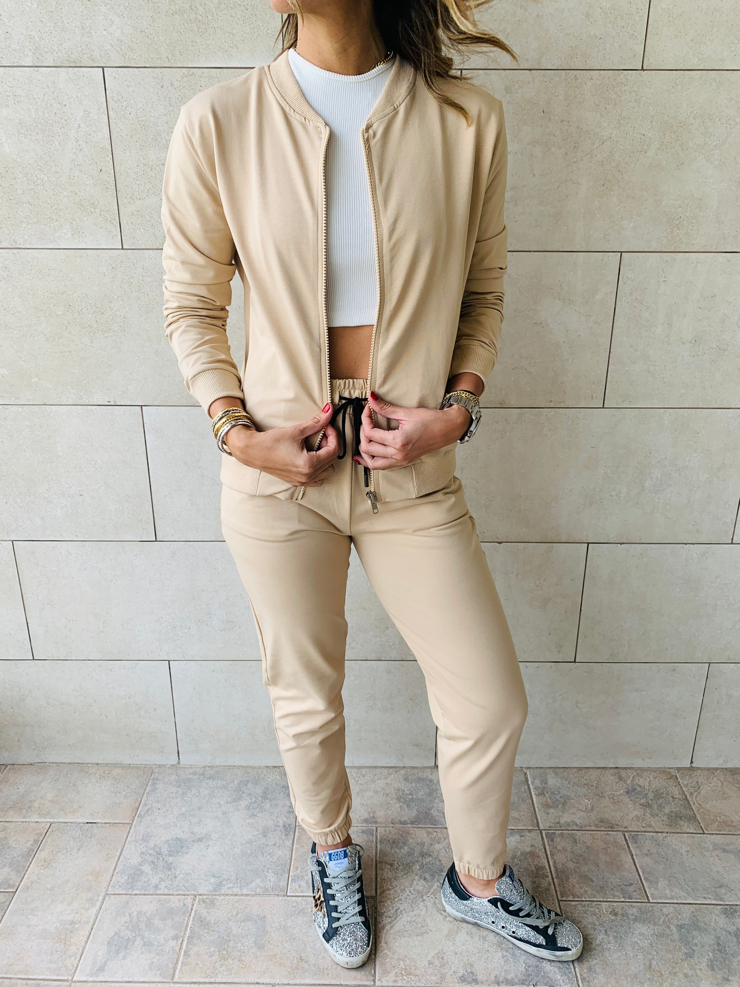 Beige Bomber Set