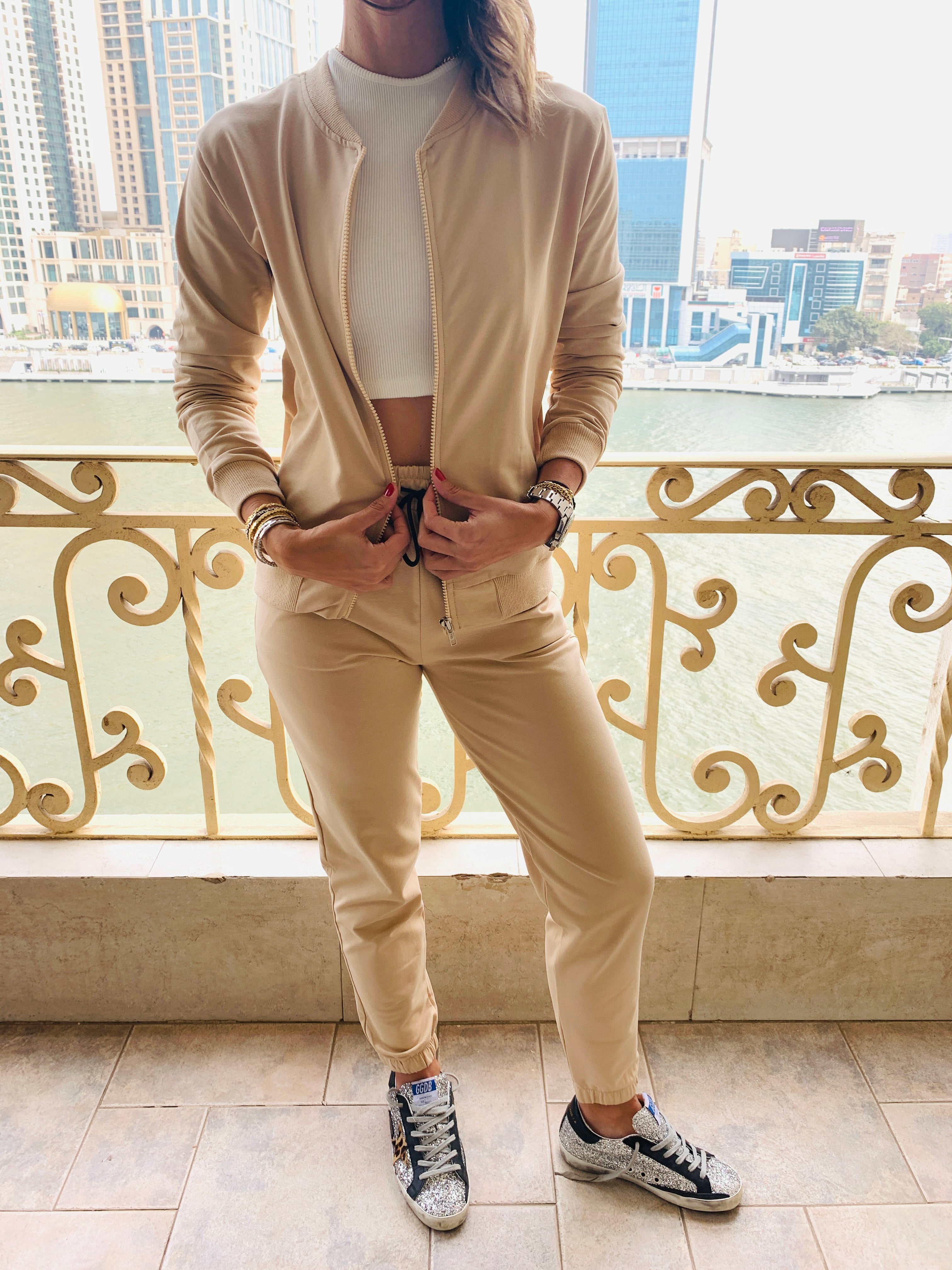 Beige Bomber Set