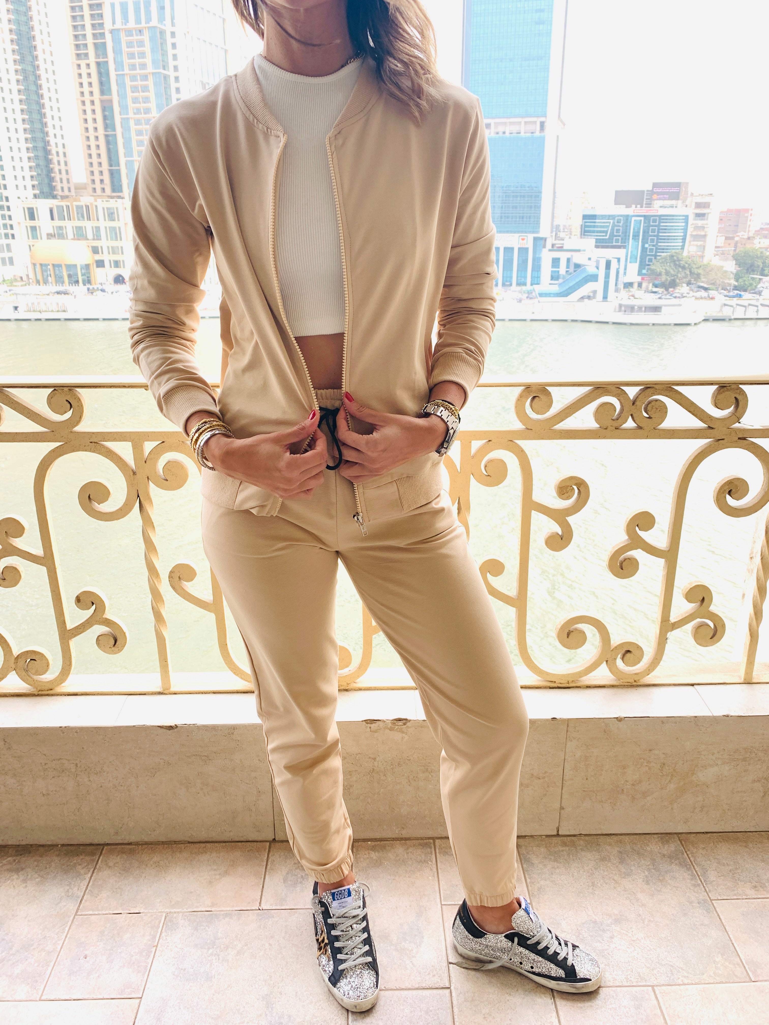 Beige Bomber Set