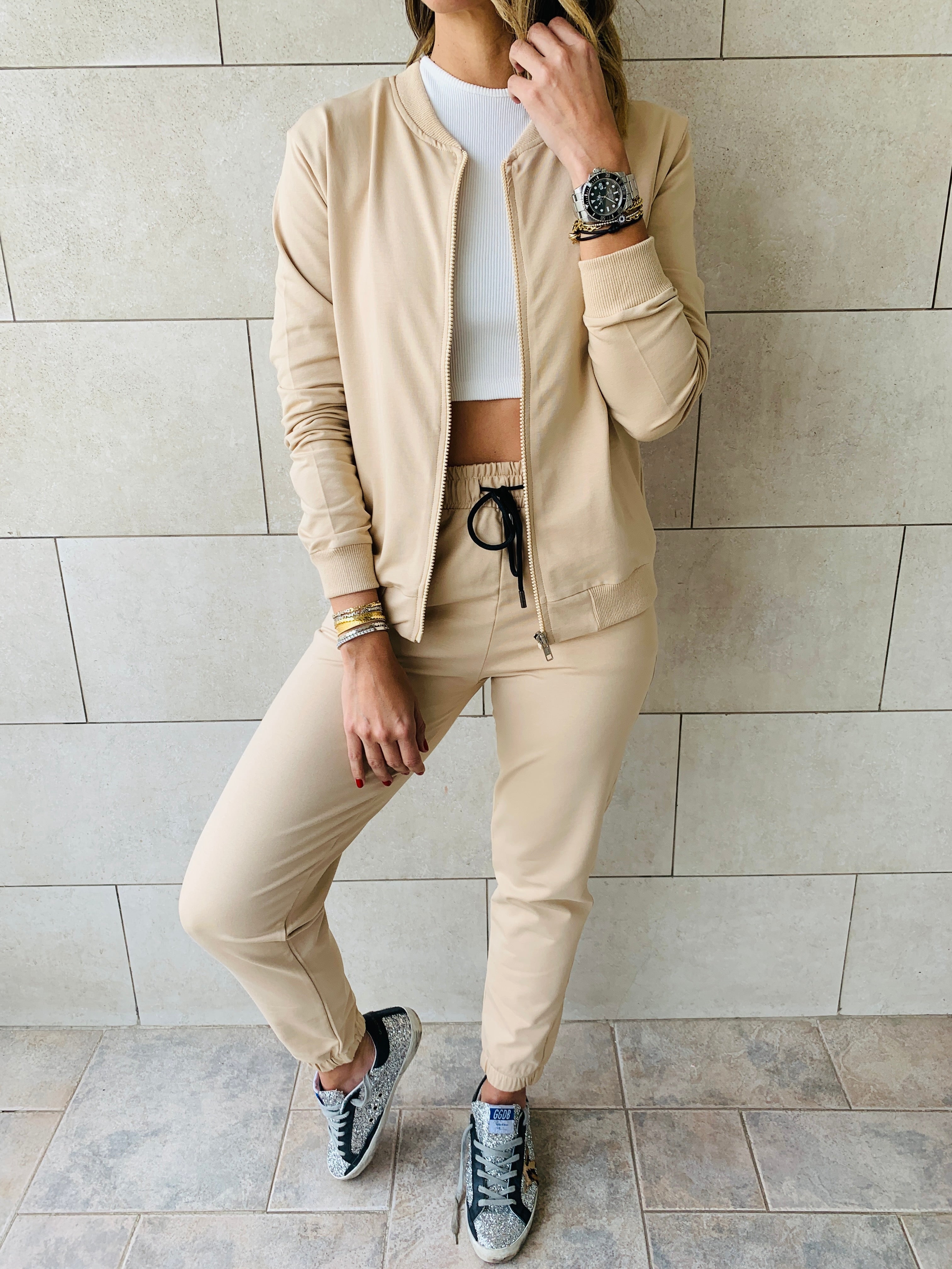 Beige Bomber Set