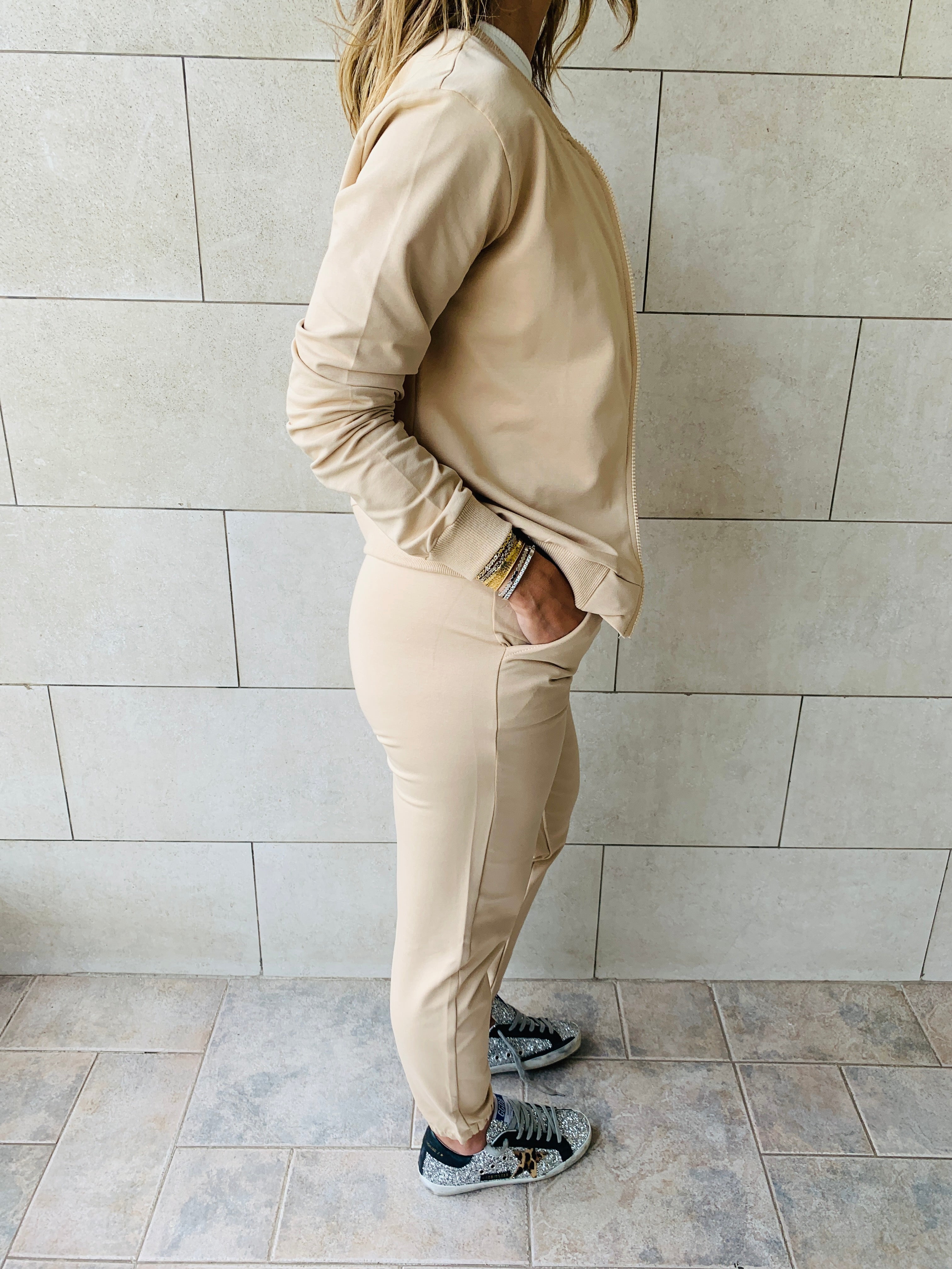 Beige Bomber Set