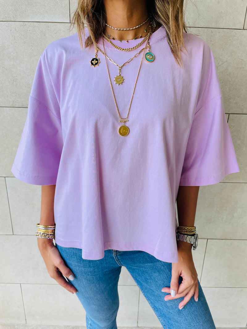Lilac & Beige Oversize T-shirt Set