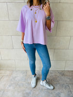 Lilac & Beige Oversize T-shirt Set