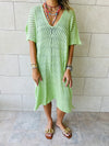 Green Longline Crochet Poncho