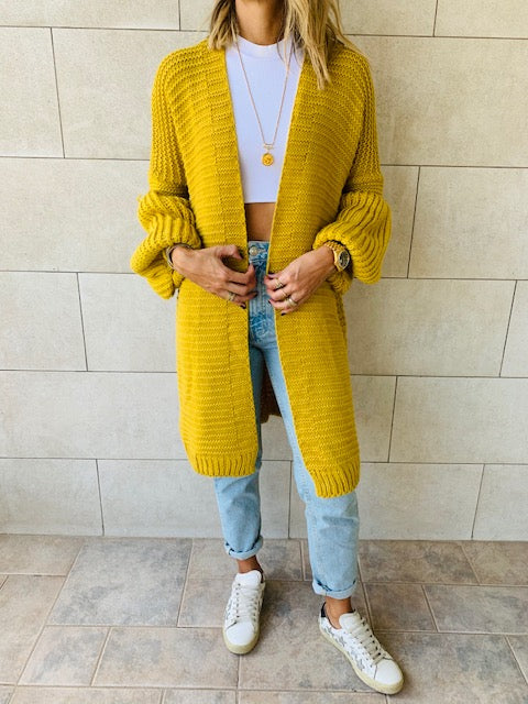 Mustard Fluffing Around Cardi