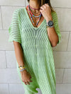 Green Longline Crochet Poncho