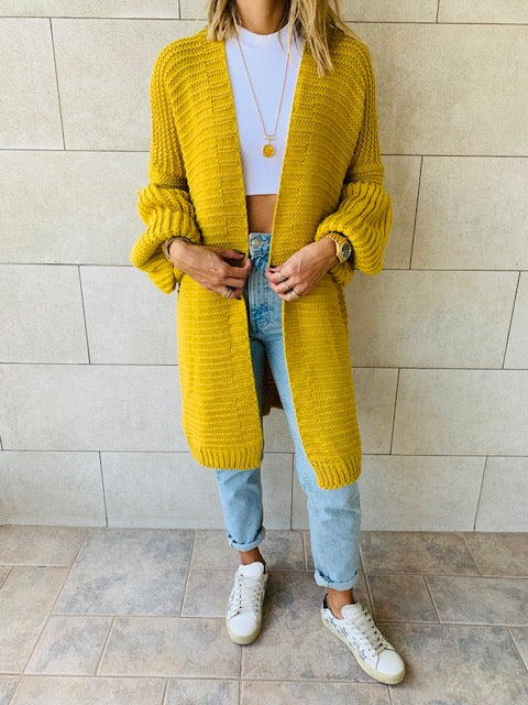 Mustard Fluffing Around Cardi