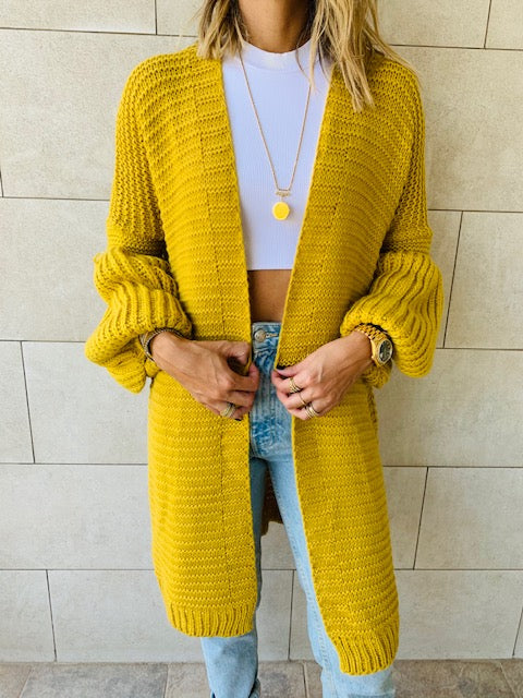 Mustard Fluffing Around Cardi