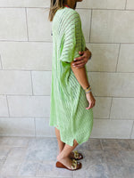 Green Longline Crochet Poncho
