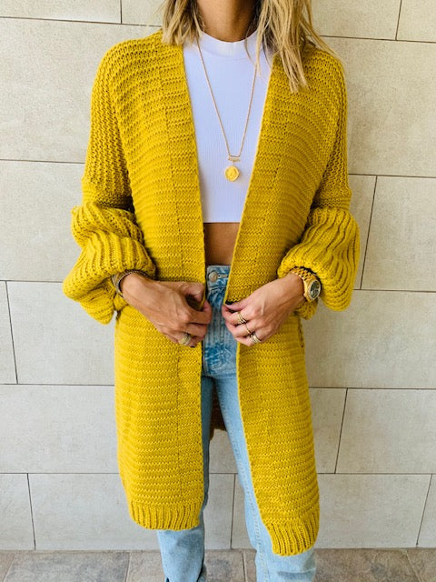Mustard Fluffing Around Cardi
