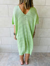 Green Longline Crochet Poncho