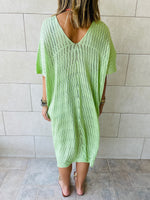 Green Longline Crochet Poncho