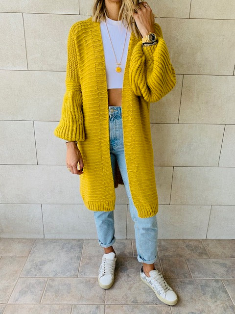 Mustard Fluffing Around Cardi