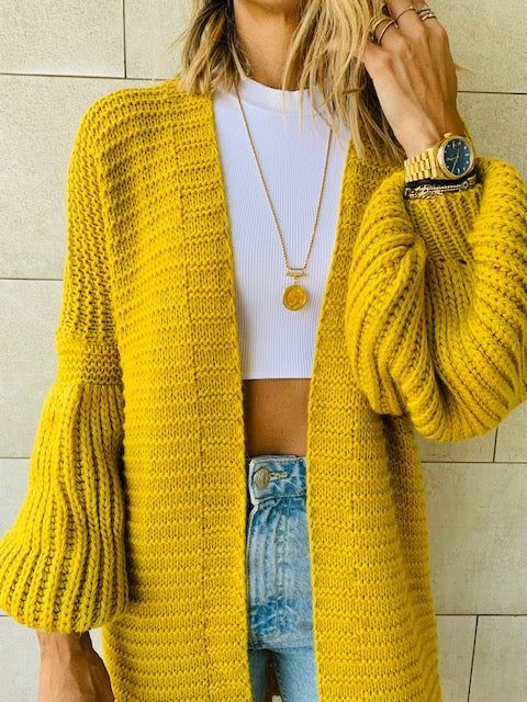 Mustard Fluffing Around Cardi