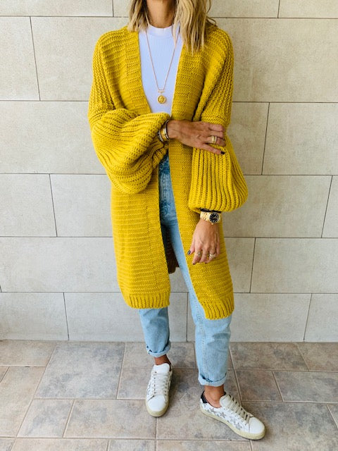 Mustard Fluffing Around Cardi