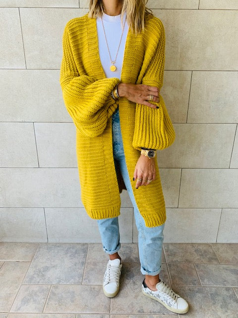 Mustard Fluffing Around Cardi